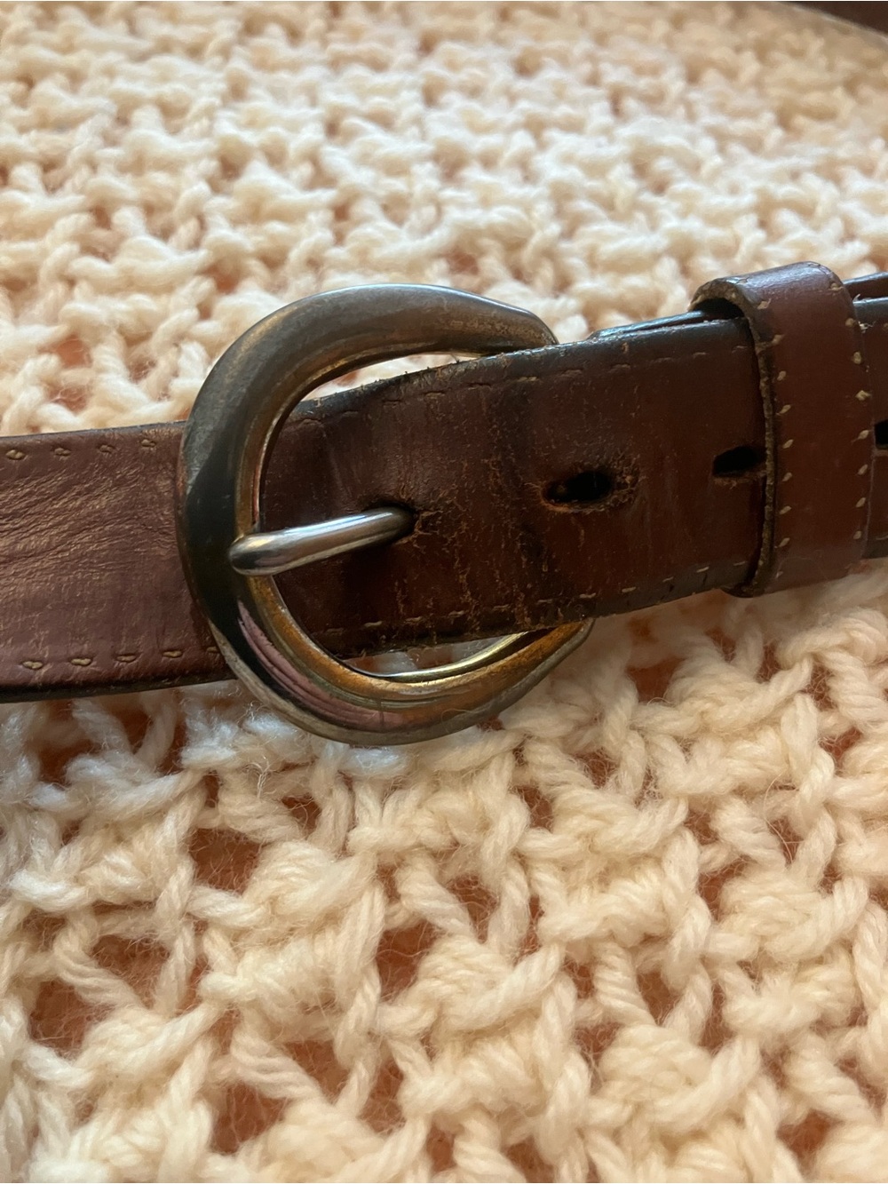 Leather 36” belt Scott’s Saddle with silver tone buckle